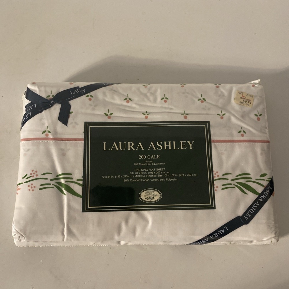 Vintage Laura Ashley CASTLEBERRY King Size Flat Sheet NEW OLD STOCK Sealed
